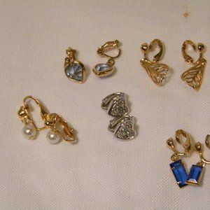 5 Pair Clip On Earrings Vintage Avon and unmarked Fashion Accessories
